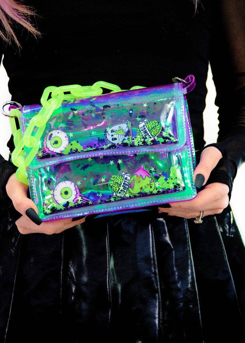 Electric Bubblegum Liquid Glitter Mini Purse - Monster Mash