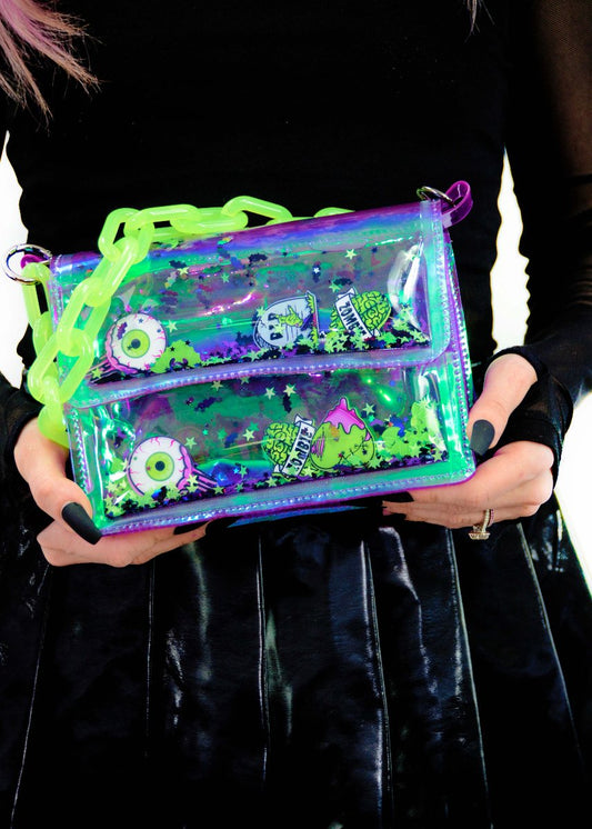 Electric Bubblegum Liquid Glitter Mini Purse - Monster Mash