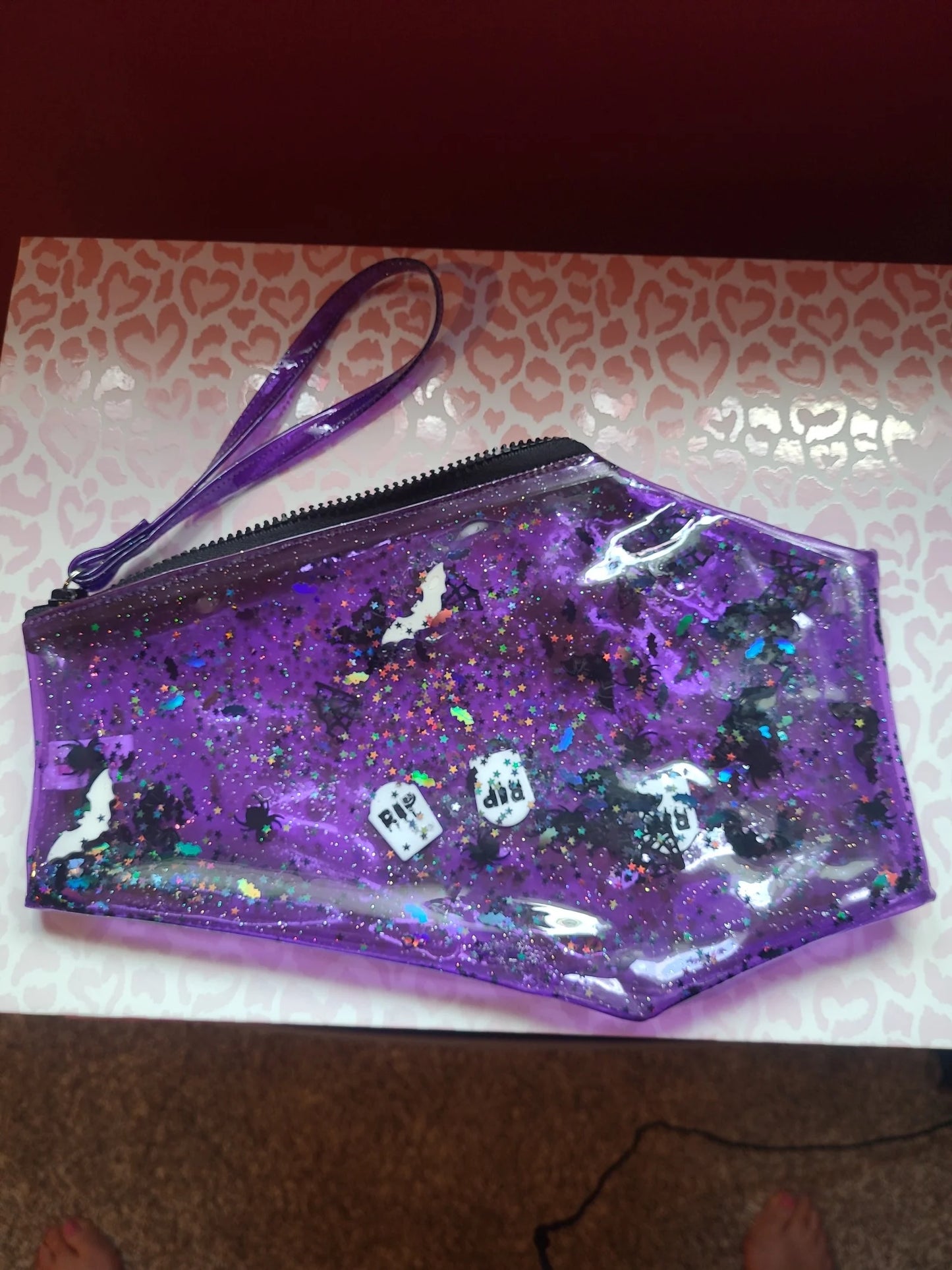 Electric Bubblegum Feelin' Spooky Liquid Glitter Coffin Clutch