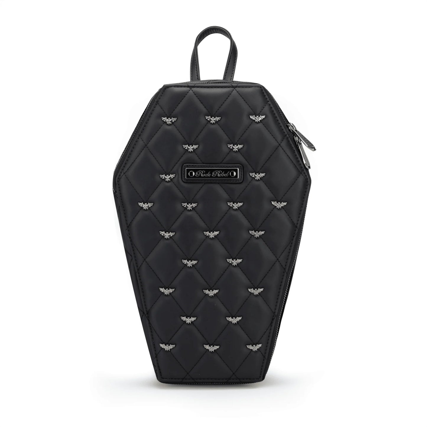 RockRebel Mina Bat Studded Coffin Backpack-Matte Black