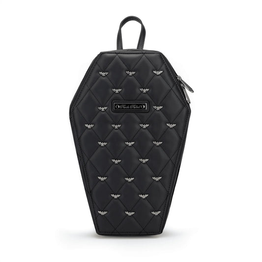 RockRebel Mina Bat Studded Coffin Backpack-Matte Black