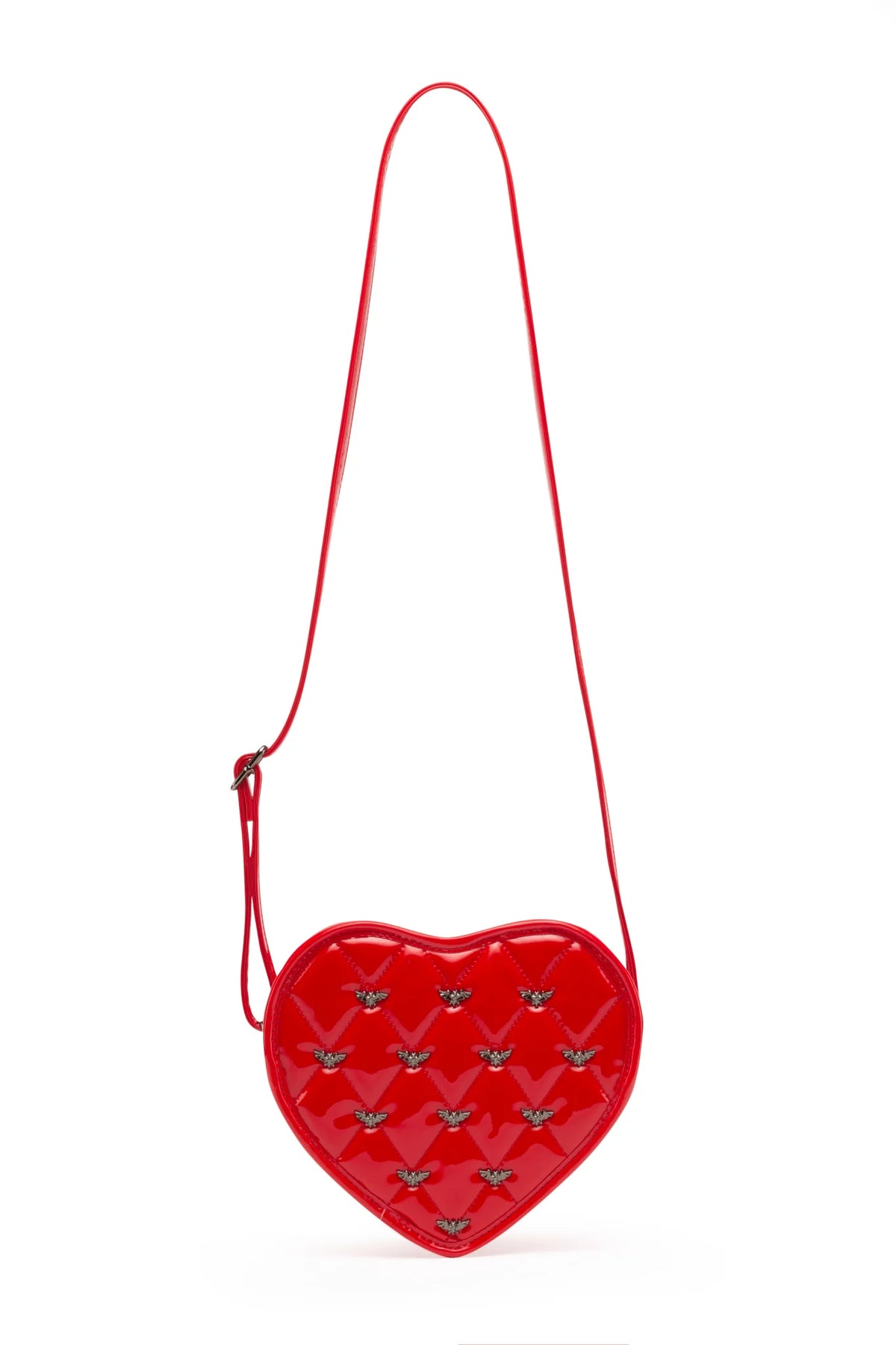 Rock Rebel Mina Bat Studed Crossbody Heart Vinyl