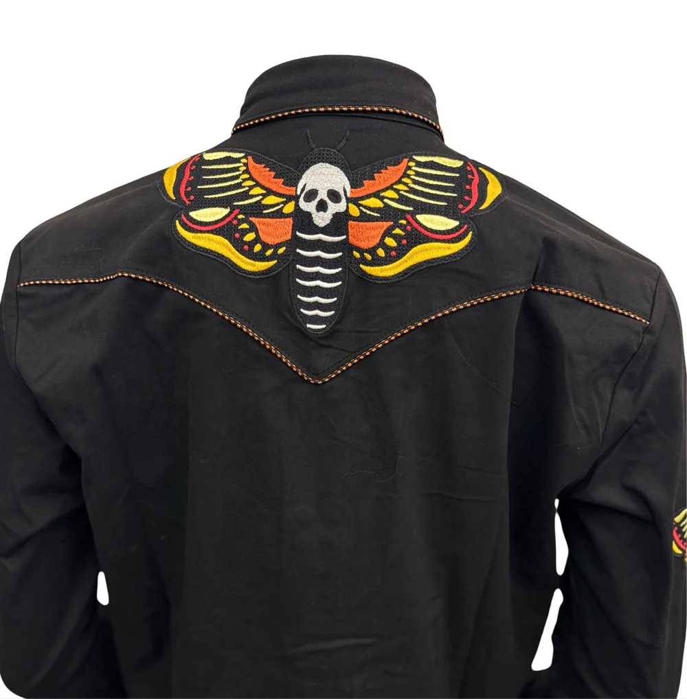 The Y'allternative Collection Western Evil Death’s Head Moth Western Shirt - Gothic Dark Americana Apparel