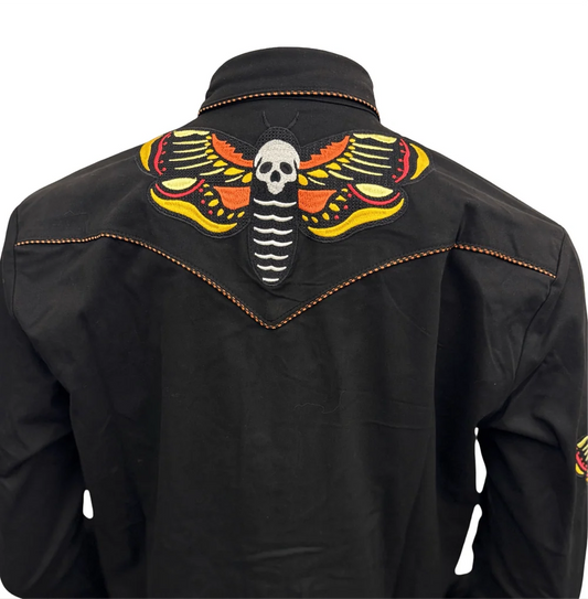 The Y'allternative Collection Western Evil Death’s Head Moth Western Shirt - Gothic Dark Americana Apparel