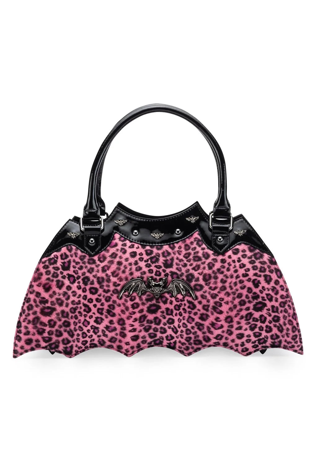 RockRebel Bat Shaped Handbag Pink Leopard