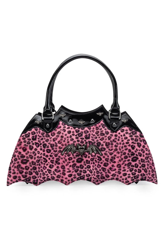 RockRebel Bat Shaped Handbag Pink Leopard