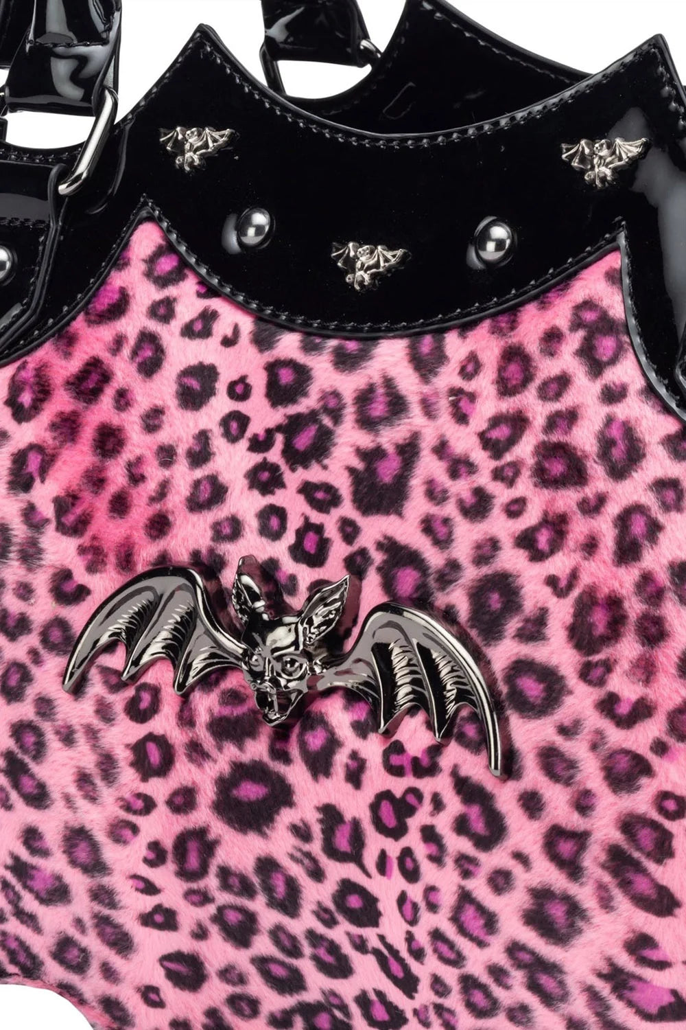 RockRebel Bat Shaped Handbag Pink Leopard