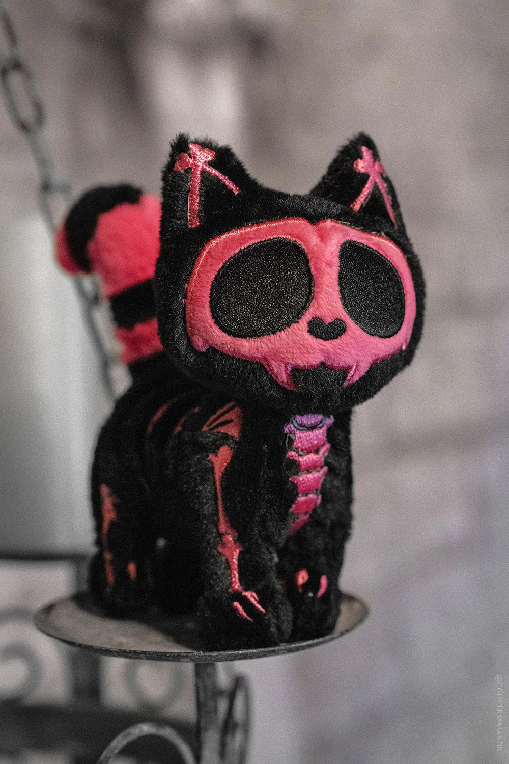 Bubblegum Skelekitty Plush Keychain