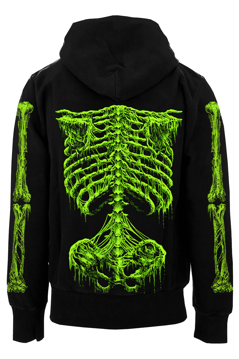 Zombie Rot Skeleton Zipper Hoodie [Monster Green]