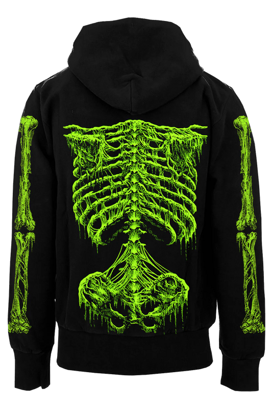 Zombie Rot Skeleton Zipper Hoodie [Monster Green]