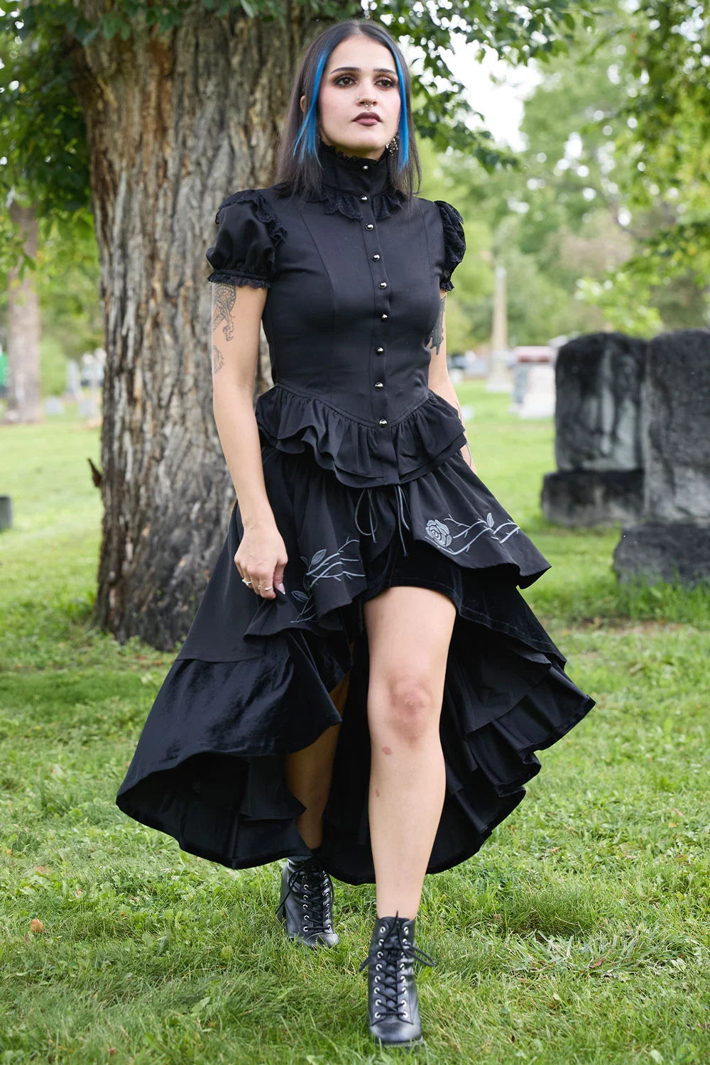 Fablebloom Embroidered Lace-Up Skirt