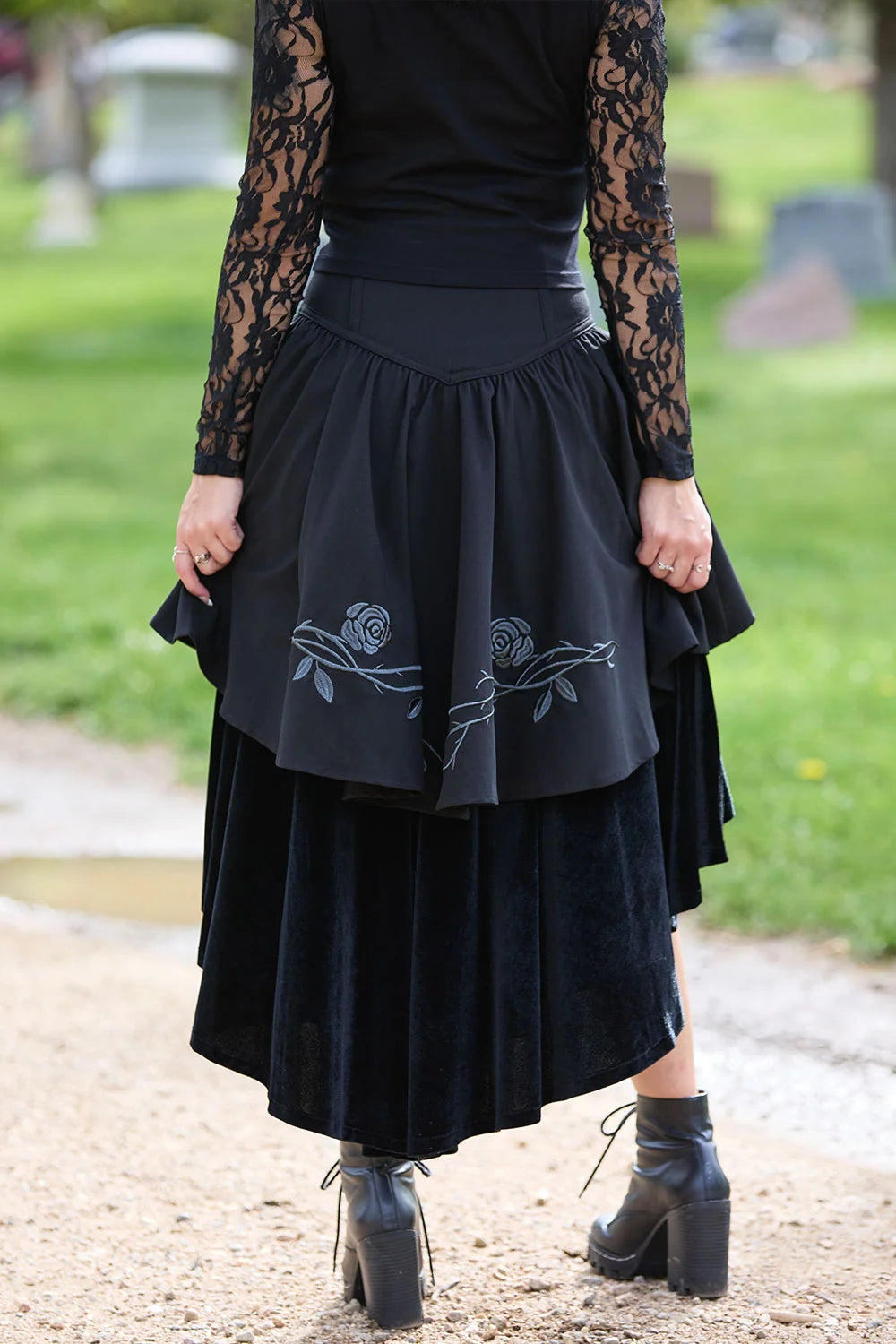 Fablebloom Embroidered Lace-Up Skirt