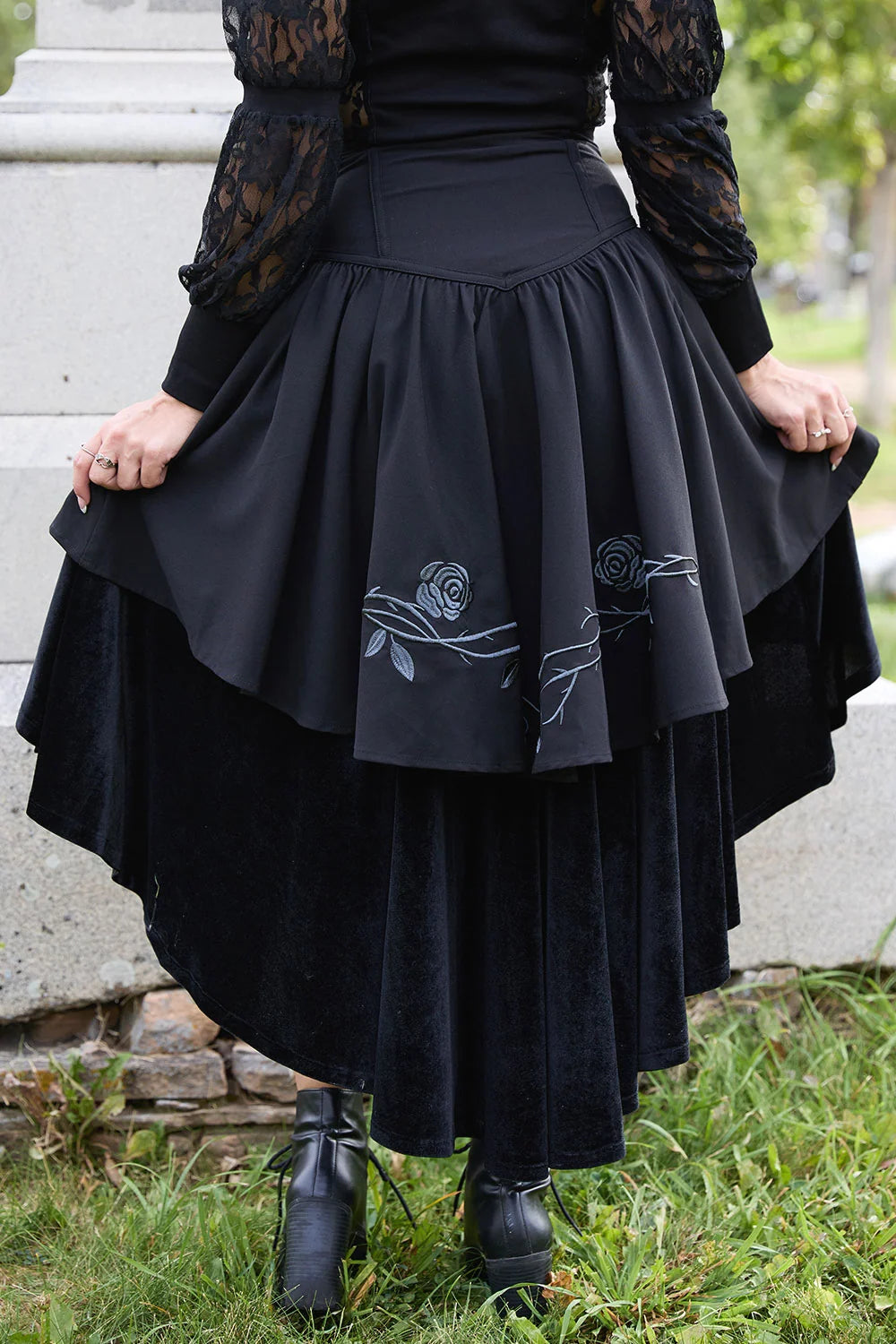 Fablebloom Embroidered Lace-Up Skirt