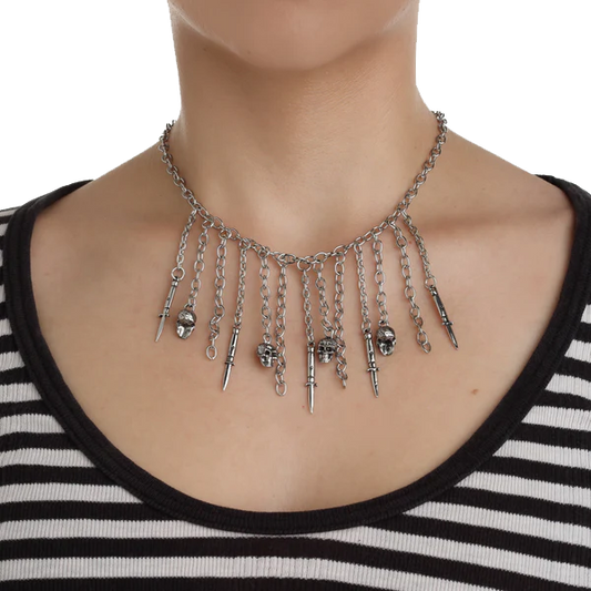 SKULL AND SWITCHBLADE NECKLACE