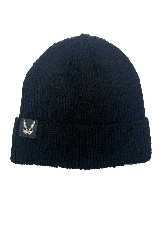 Distressed Pierced Beanie [Skull Drip]