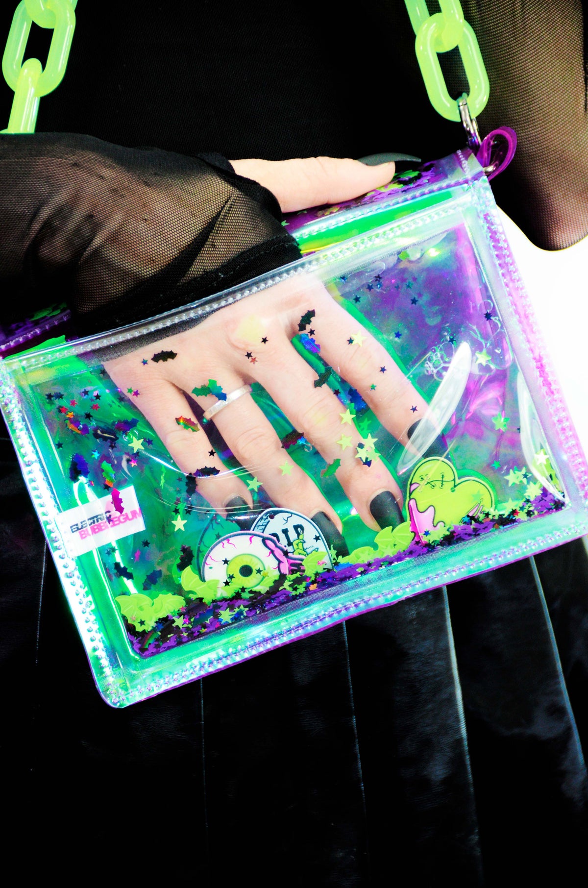 Electric Bubblegum Liquid Glitter Mini Purse - Monster Mash