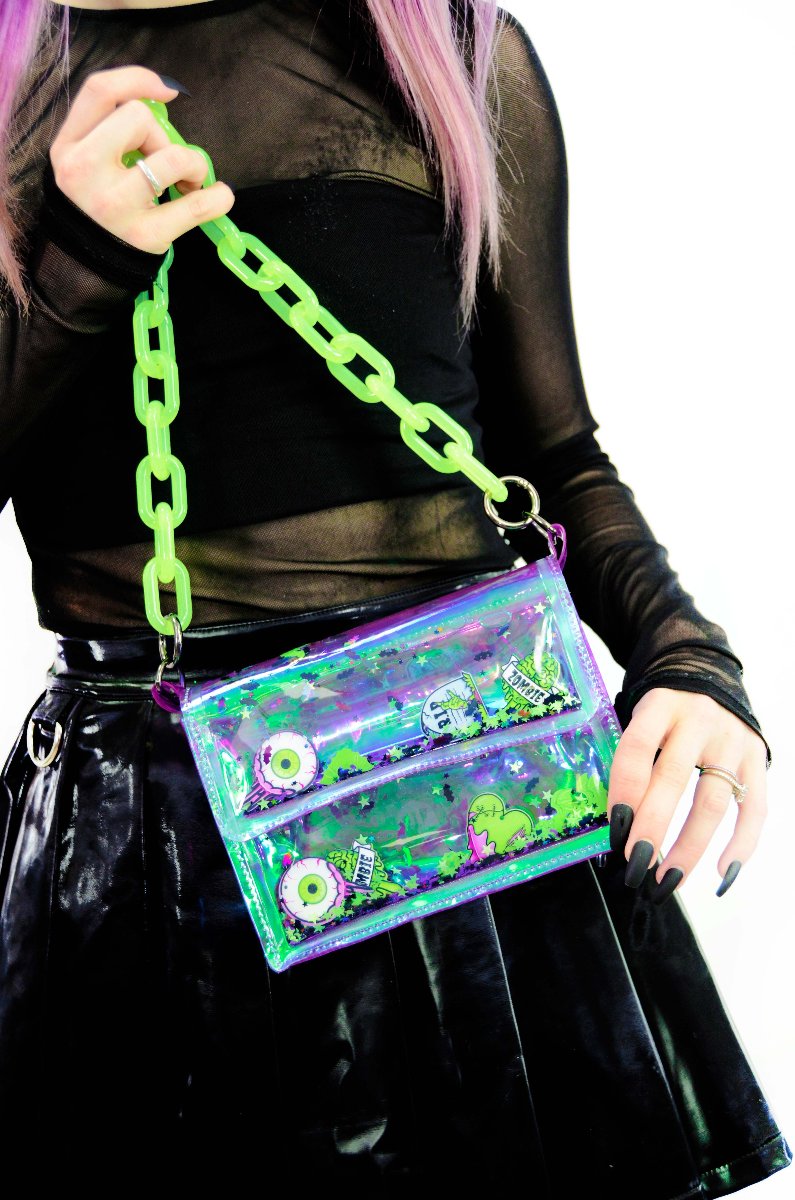 Electric Bubblegum Liquid Glitter Mini Purse - Monster Mash