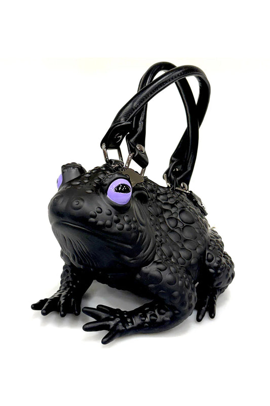 WiNDY WILLOWS Black Toad Bag Purple Eyes