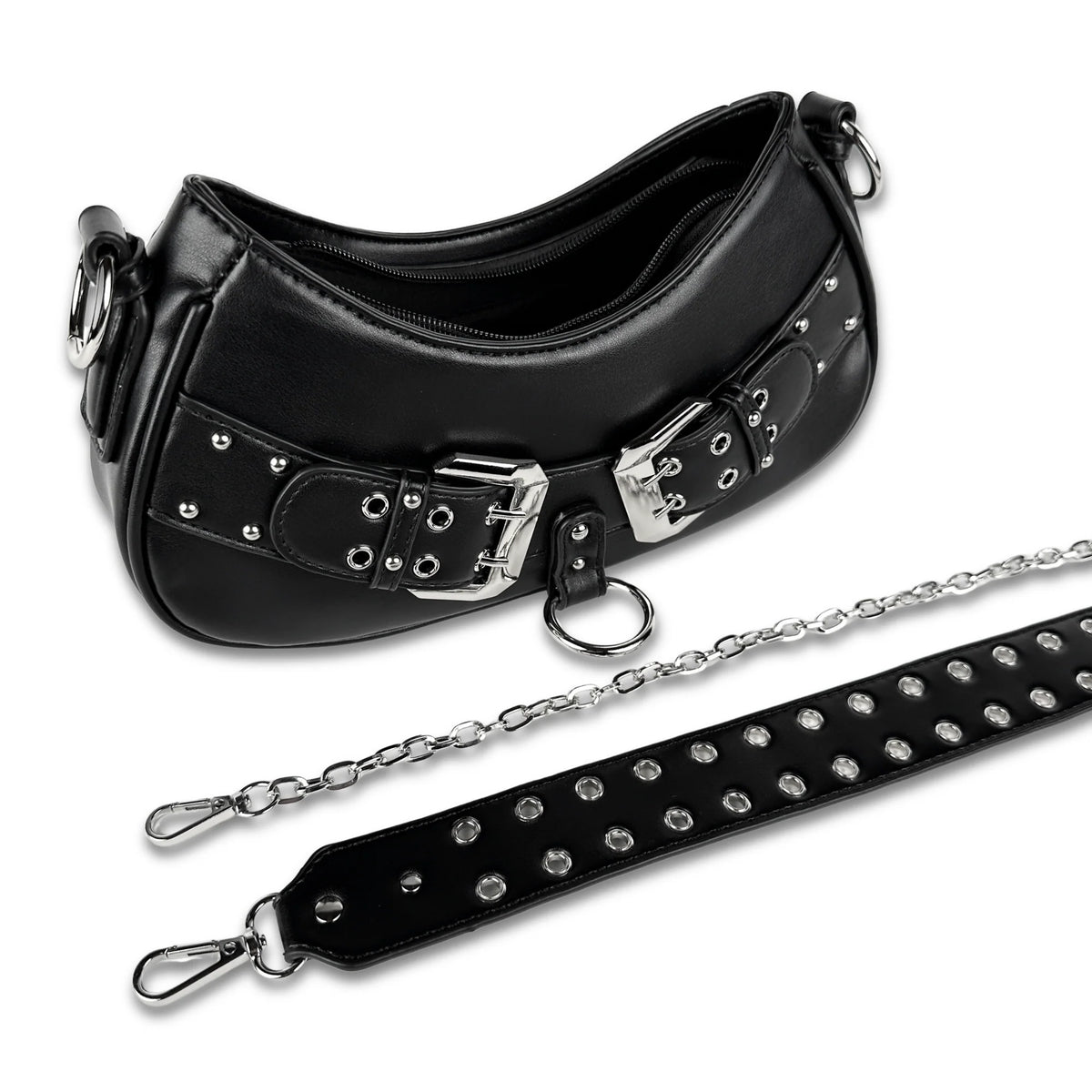 Y2K Convertible Double Belt Shoulder Bag by Wicked Misfit