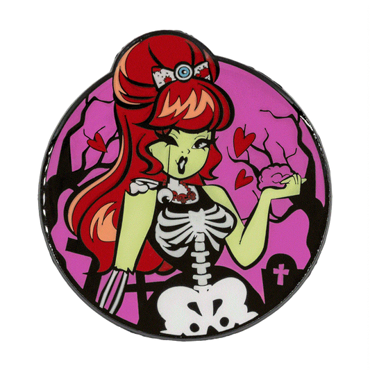 Zombie Girl Moon Glow Enamel Pin
