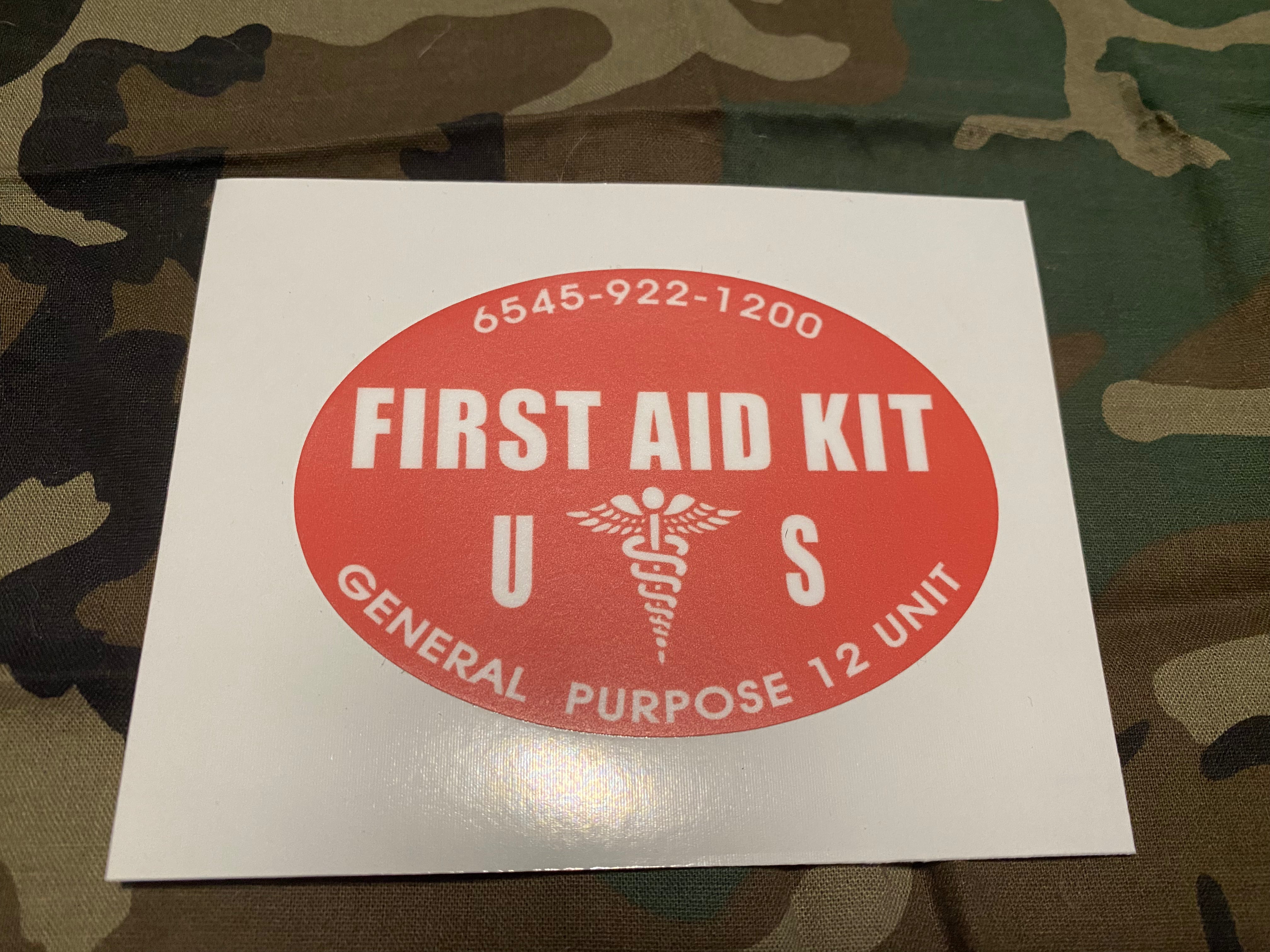 12 PERSON GENERAL PURPOSE FIRST AID KIT DECAL – Coldwar Industries