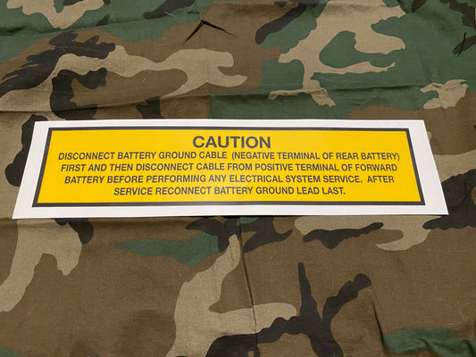 CAUTION DISCONNECT BATTERY GROUND DECAL