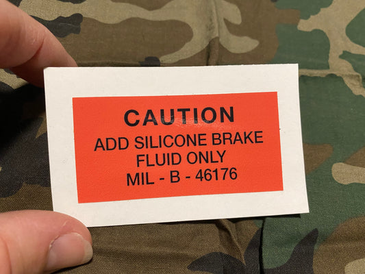 CAUTION SILICON BRAKE FLUID ONLY DECAL