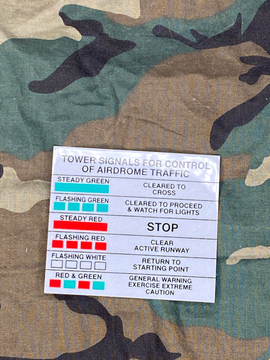 TOWER SIGNALS FOR AIRDROME TRAFFIC (AIR FORCE DECAL)